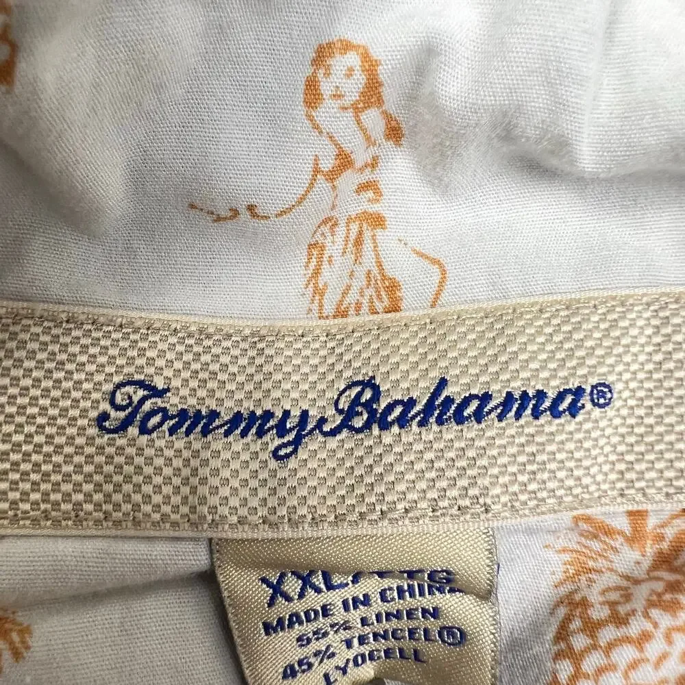 Tommy Bahama Linen shorts men’s XXL cargo elastic waste w/ a drawstring, pockets